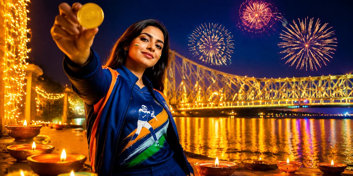 Player enjoying Aviator game on mobile in Kolkata's festive environment